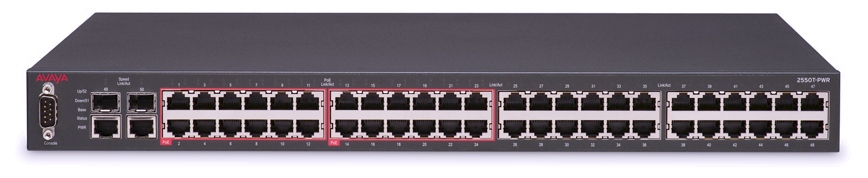 Photograph illustrating 48 port PoE switch
